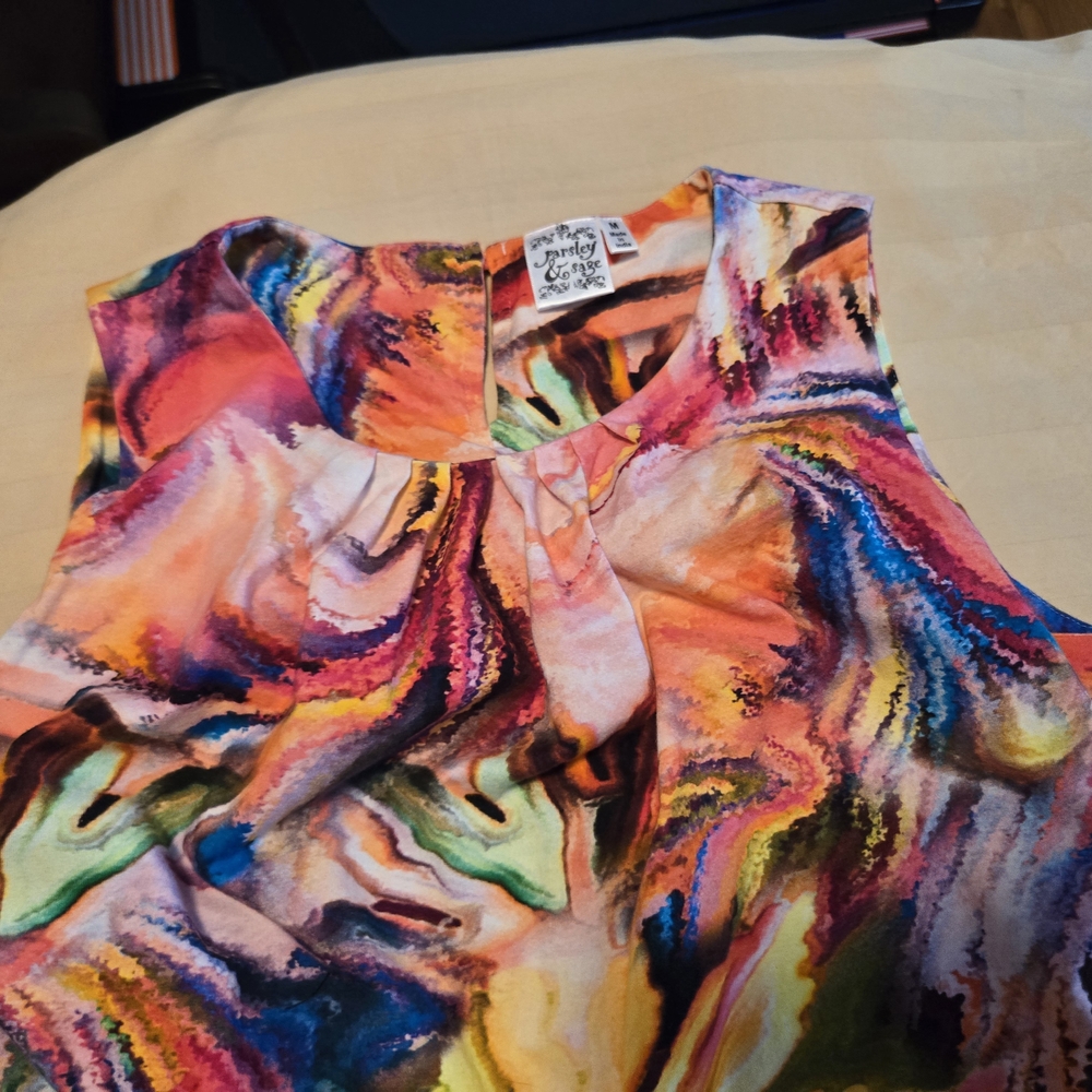 Parsley & Sage Multicolor Abstract Top - Picture 2 of 6